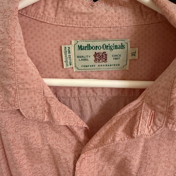 Marlboro Men's Casual Button Down Shirt in Peachy Coral Color - Picture 2 of 4